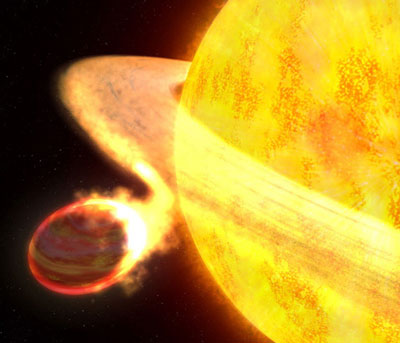 Телескоп Hubble запечатлел процесс поглощения звездой близлежащей планеты.